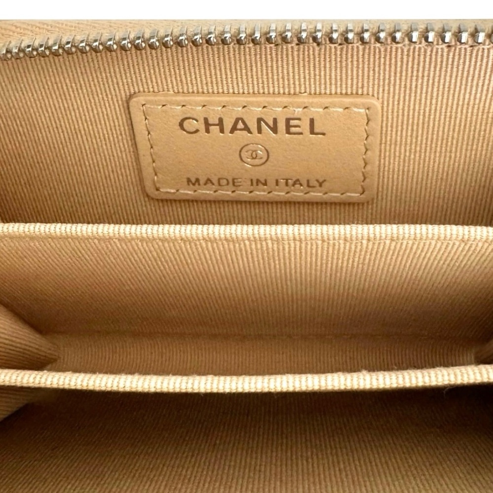 🆕💞CHANEL Classic CAVIAR Quilted Zip Around Coin Purse Wallet • BEIGE • Silver HW - Picture 14 of 15
